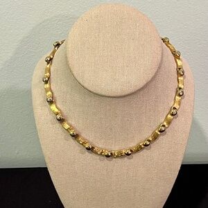 Vintage Monet Choker Necklace With Two Tone Gold Detailing - 17" Long